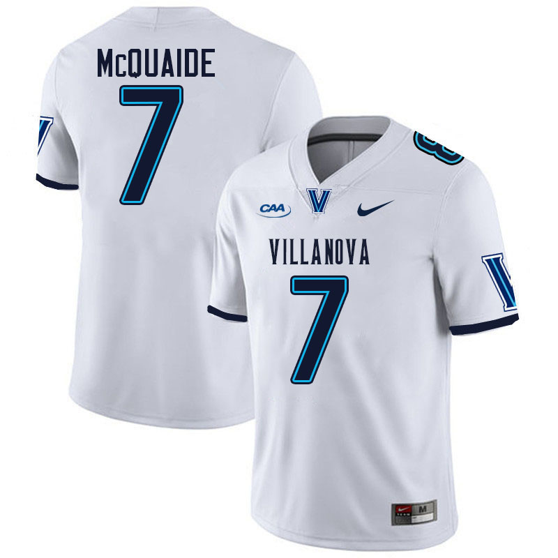 Villanova Wildcats #7 Pat McQuaide College Football Jerseys Stitched-White Villanova Wildcats #7 Pat McQuaide College Football Jerseys Stitched-White